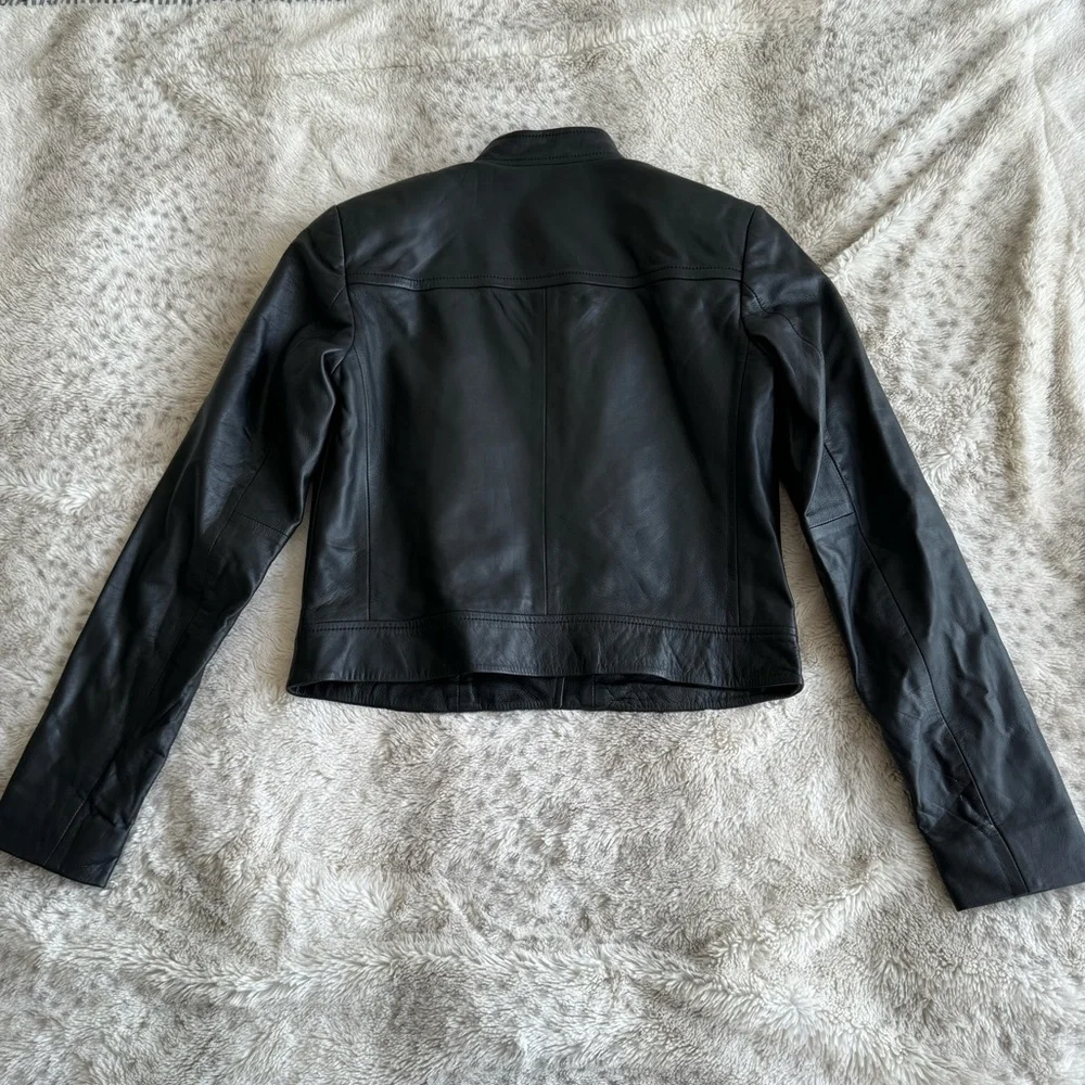 Michael Kors Genuine Leather Black Jacket XS - Picture 6 of 7